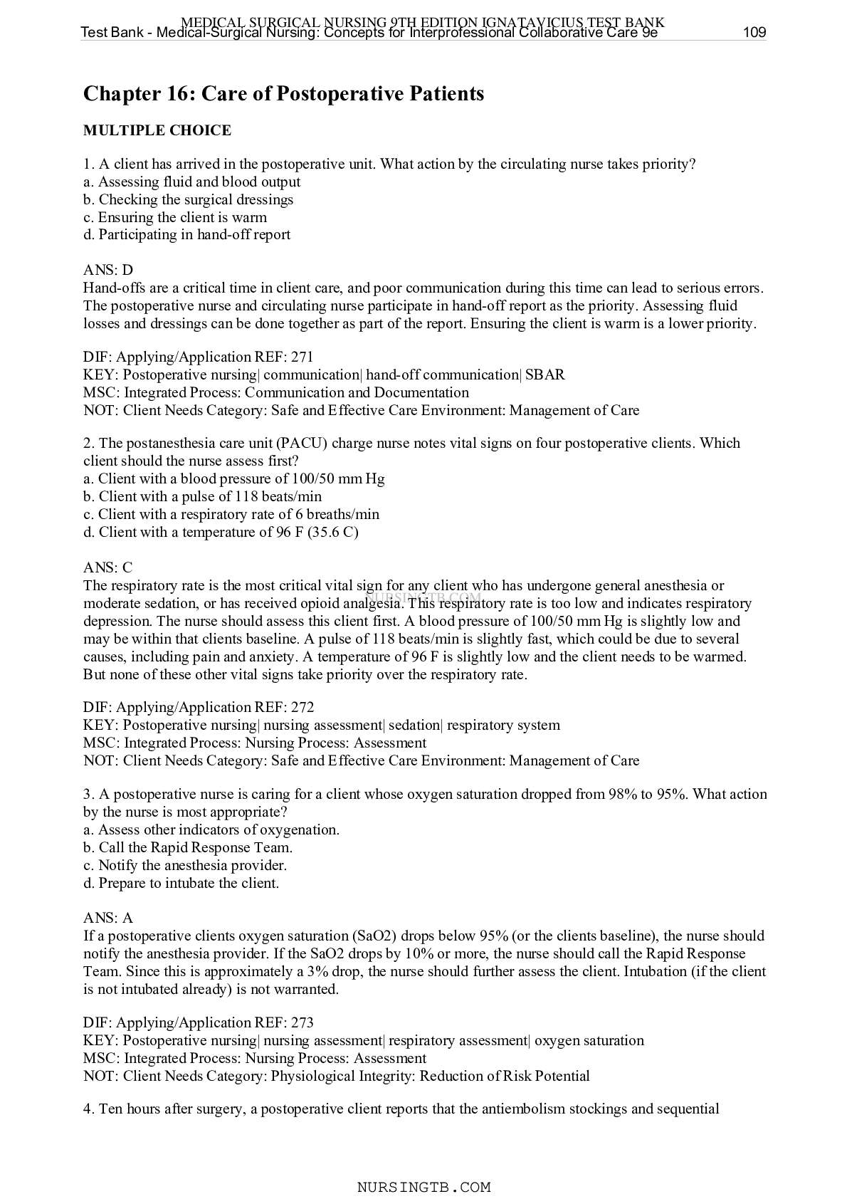 Preview image for Chapter 16: Care of Postoperative Patients